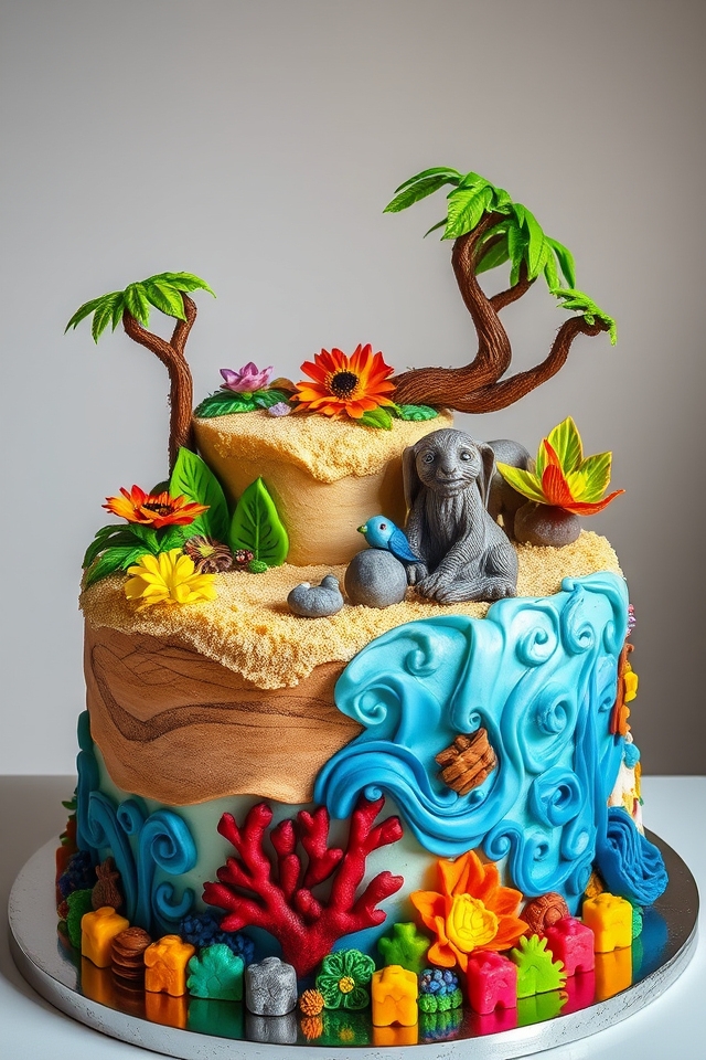 wildlife themed celebration cake