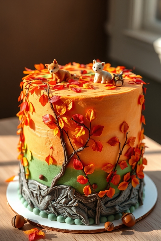woodland animals themed cake