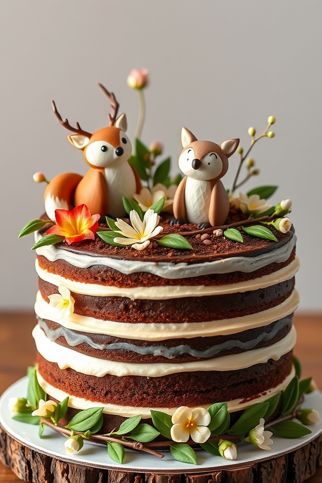 woodland creatures themed cake