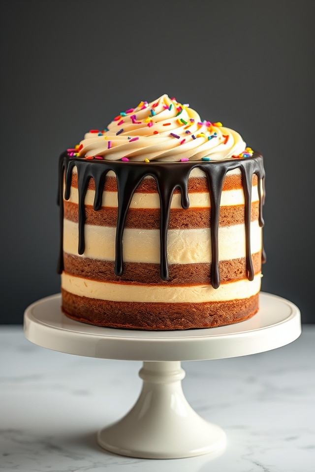 zebra cake with sprinkles