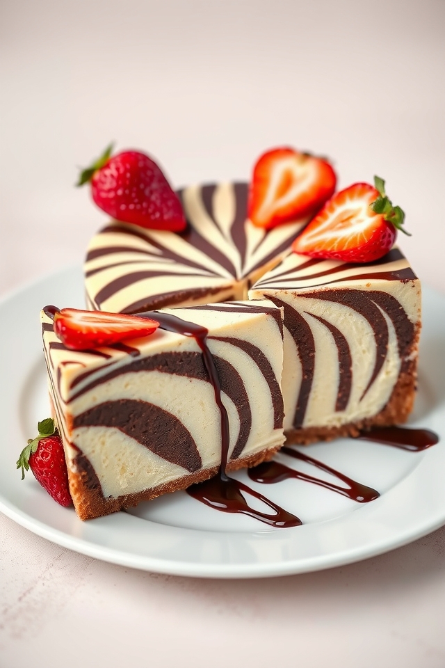 zebra patterned cheesecake delight
