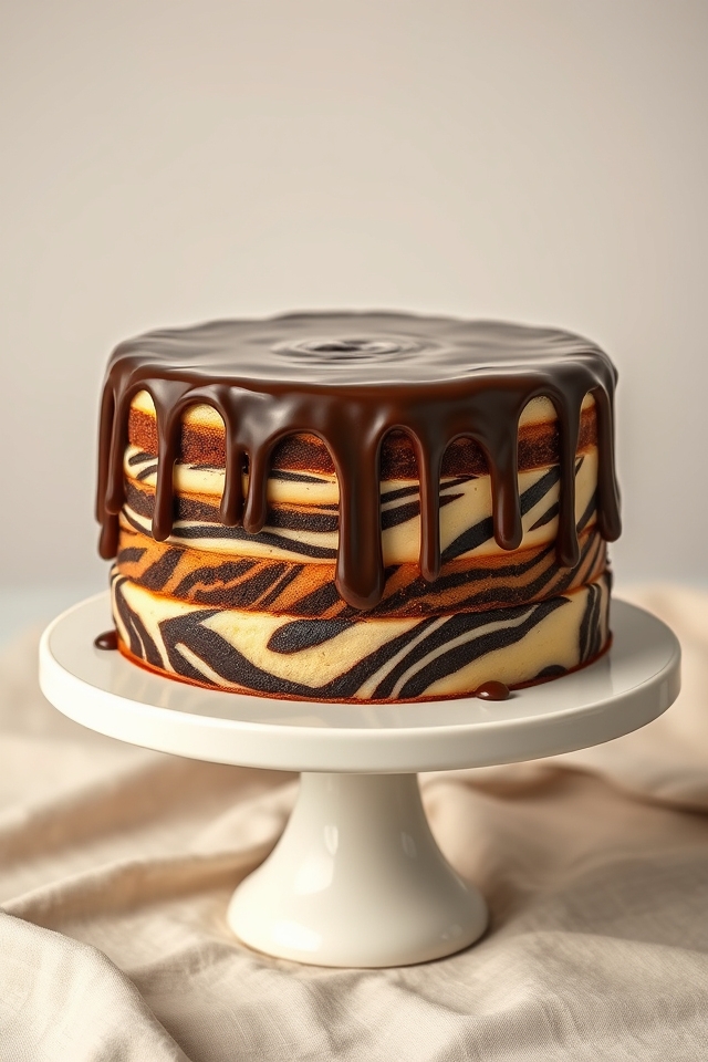 zebra striped chocolate cake