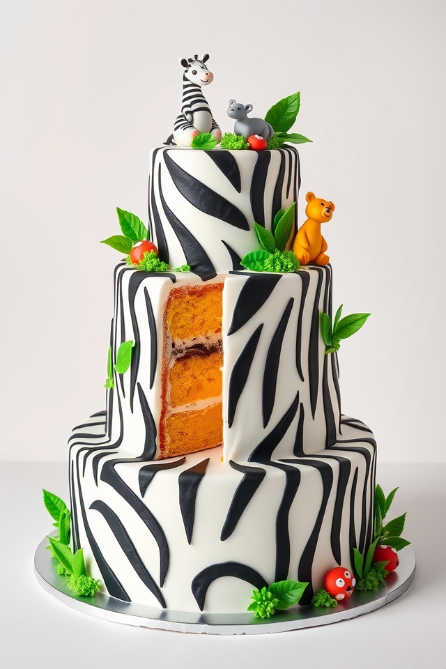 zebra striped safari celebration cake