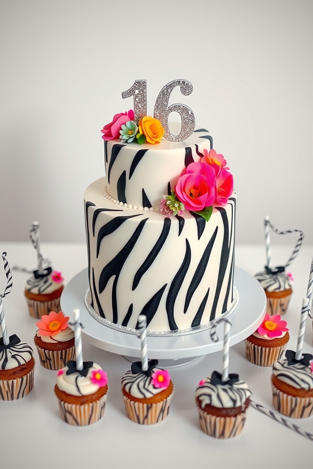 zebra themed sweet 16 celebration